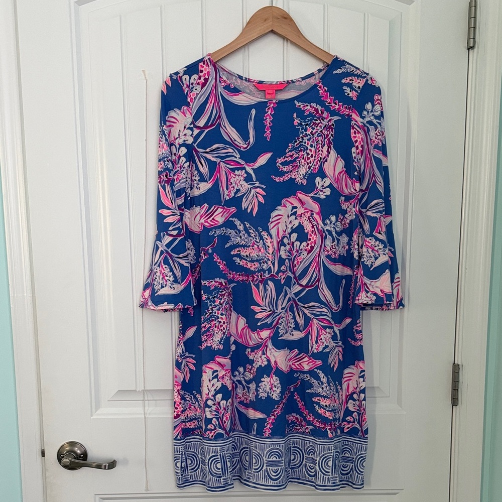 Lilly Pulitzer Floral Blue and Pink Dress - M